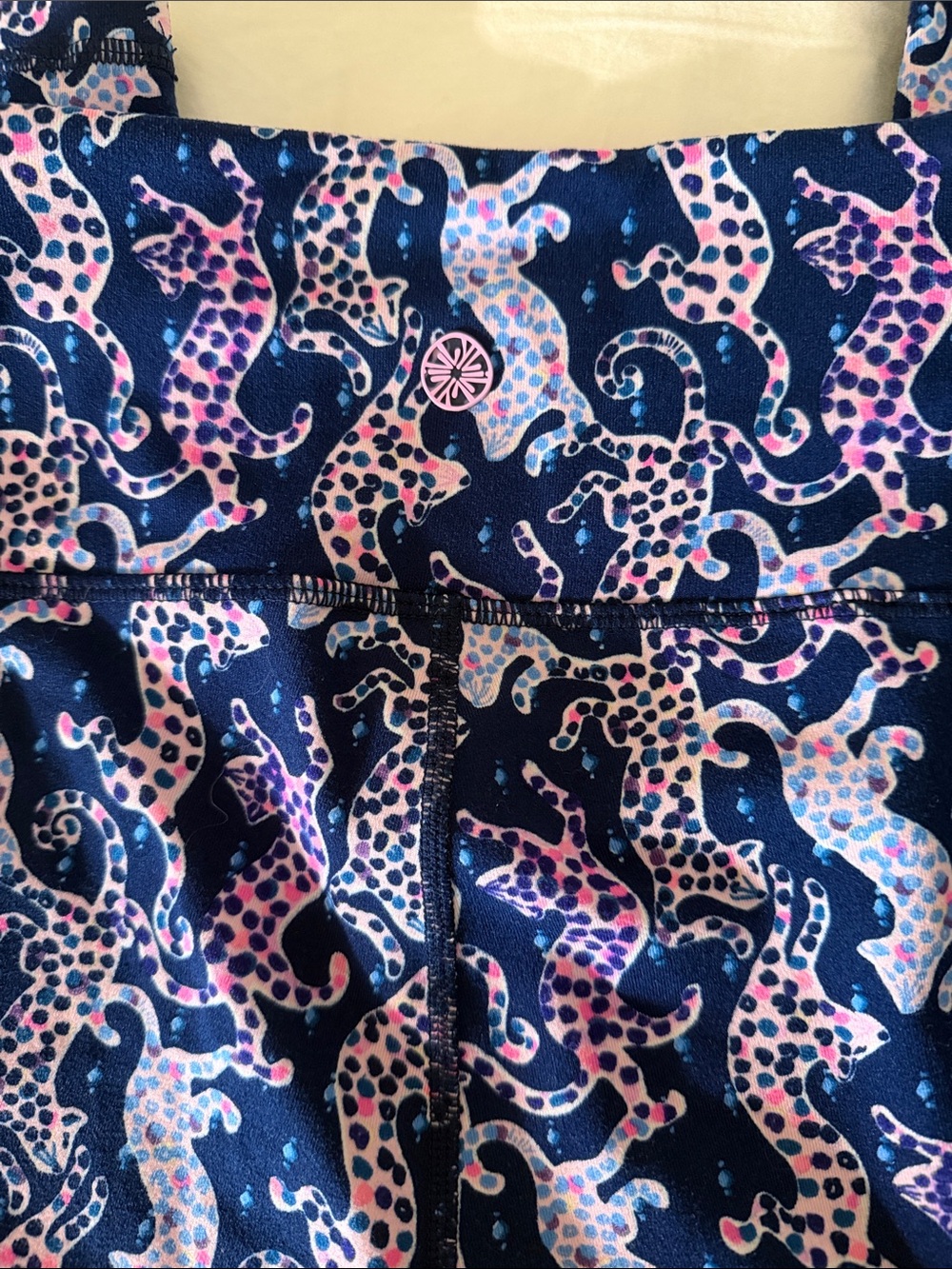 Lilly Pulitzer Women’s Navy Blue Pink Leopard-Print Leggings - Picture 5 of 7